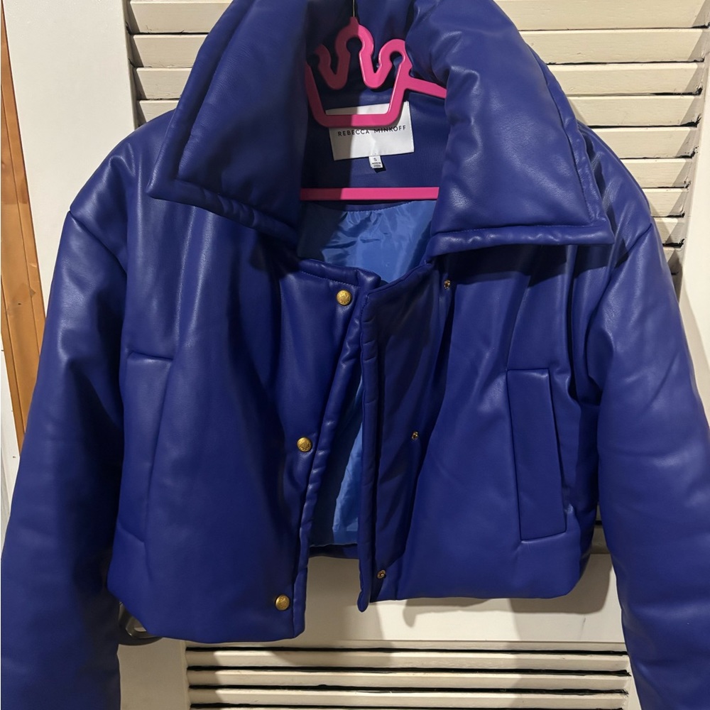 Blue leather jacket Rebeca minkoff